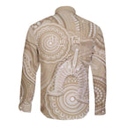 50 Years Deadly NAIDOC Week 2026 Personalised Long Sleeve Button Shirt Dhari Beige Indigenous Art