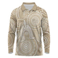 50 Years Deadly NAIDOC Week 2026 Personalised Long Sleeve Polo Shirt Dhari Beige Indigenous Art