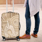 50 Years Deadly NAIDOC Week 2026 Personalised Luggage Cover Dhari Beige Indigenous Art