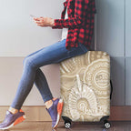 50 Years Deadly NAIDOC Week 2026 Personalised Luggage Cover Dhari Beige Indigenous Art