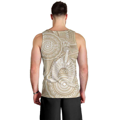 50 Years Deadly NAIDOC Week 2026 Personalised Men Tank Top Dhari Beige Indigenous Art