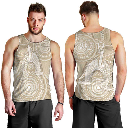 50 Years Deadly NAIDOC Week 2026 Personalised Men Tank Top Dhari Beige Indigenous Art