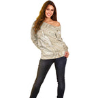 50 Years Deadly NAIDOC Week 2026 Personalised Off Shoulder Sweater Dhari Beige Indigenous Art