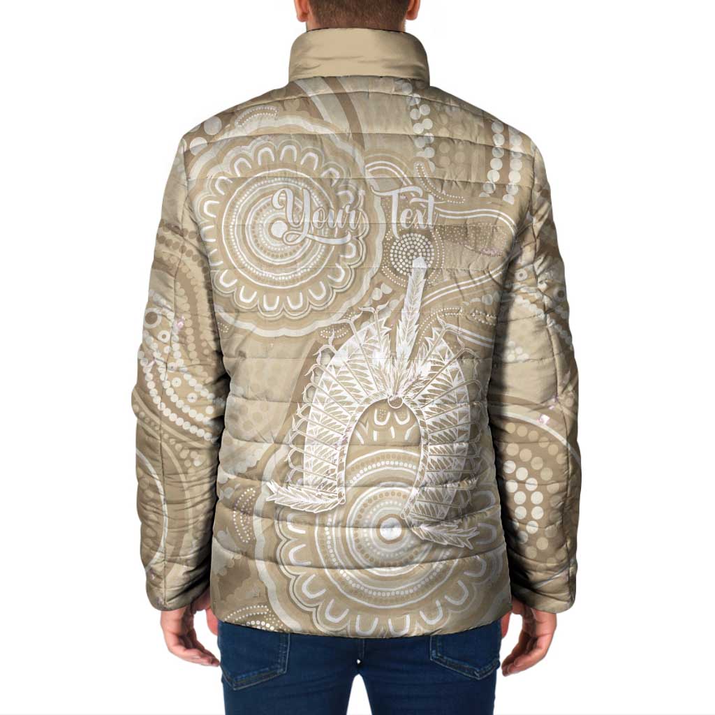 50 Years Deadly NAIDOC Week 2026 Personalised Padded Jacket Dhari Beige Indigenous Art