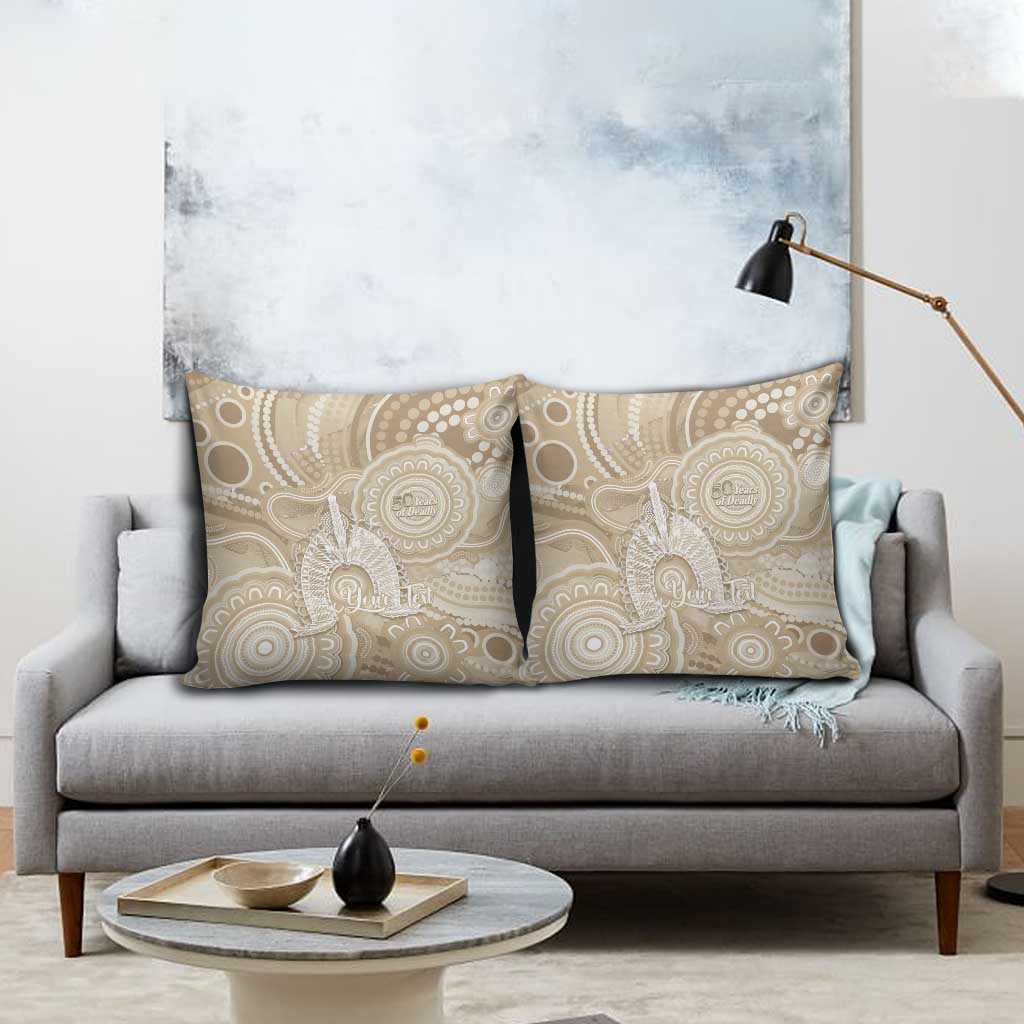 50 Years Deadly NAIDOC Week 2026 Personalised Pillow Cover Dhari Beige Indigenous Art