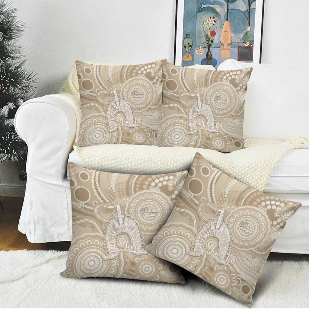 50 Years Deadly NAIDOC Week 2026 Personalised Pillow Cover Dhari Beige Indigenous Art