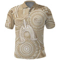 50 Years Deadly NAIDOC Week 2026 Personalised Polo Shirt Dhari Beige Indigenous Art