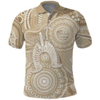 50 Years Deadly NAIDOC Week 2026 Personalised Polo Shirt Dhari Beige Indigenous Art