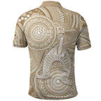 50 Years Deadly NAIDOC Week 2026 Personalised Polo Shirt Dhari Beige Indigenous Art