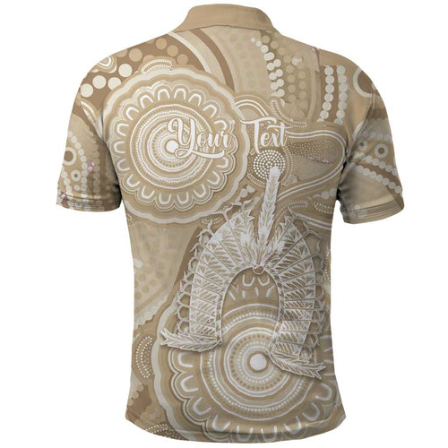 50 Years Deadly NAIDOC Week 2026 Personalised Polo Shirt Dhari Beige Indigenous Art