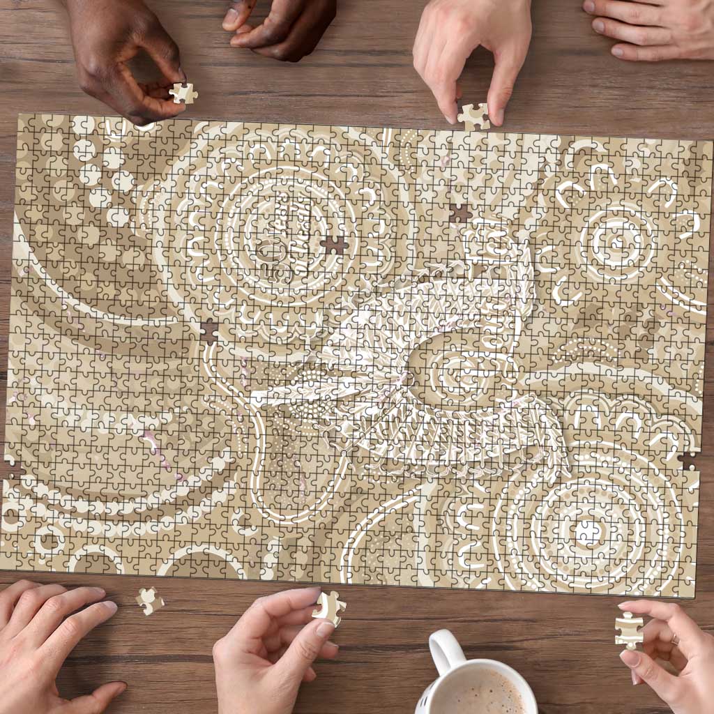 50 Years Deadly NAIDOC Week 2026 Personalised Puzzle Dhari Beige Indigenous Art