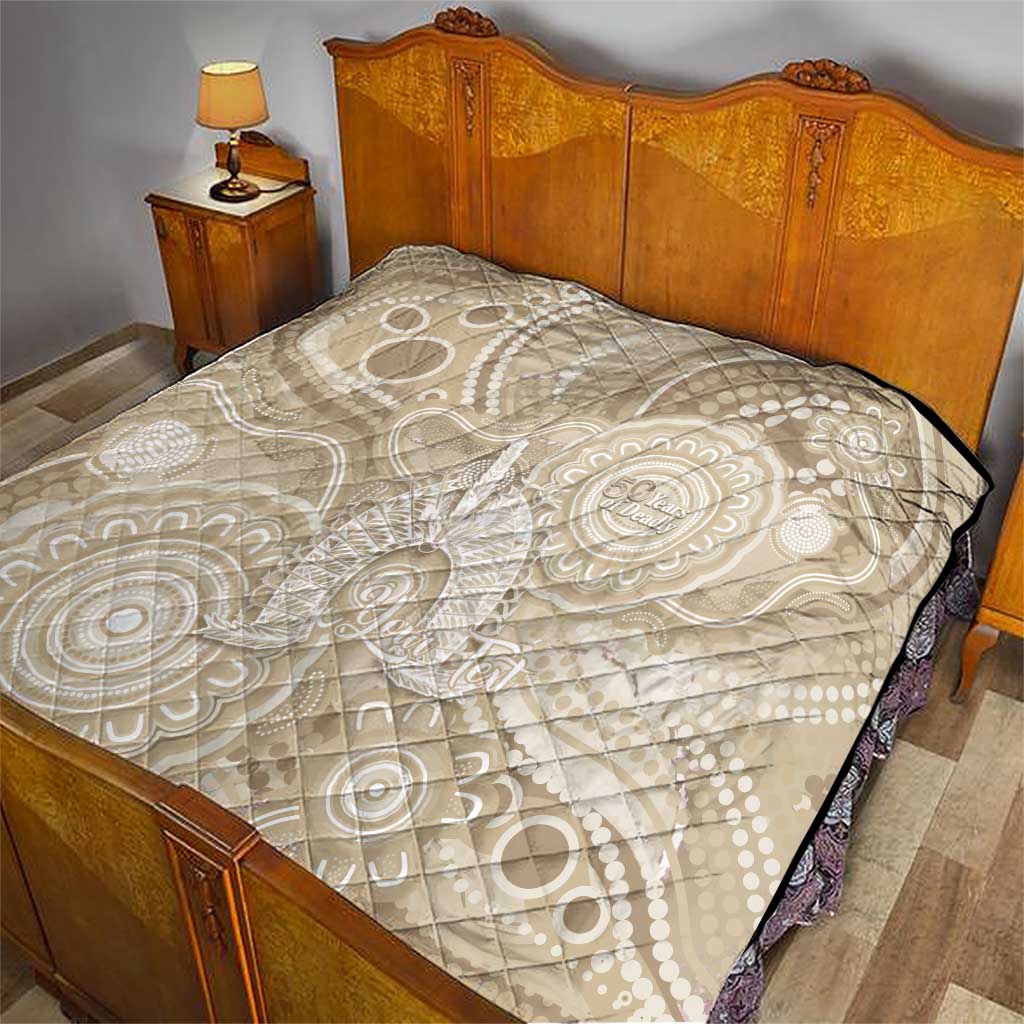 50 Years Deadly NAIDOC Week 2026 Personalised Quilt Dhari Beige Indigenous Art