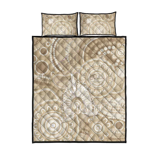 50 Years Deadly NAIDOC Week 2026 Personalised Quilt Bed Set Dhari Beige Indigenous Art