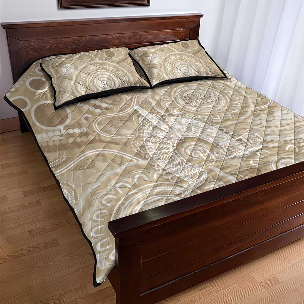 50 Years Deadly NAIDOC Week 2026 Personalised Quilt Bed Set Dhari Beige Indigenous Art