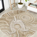 50 Years Deadly NAIDOC Week 2026 Personalised Round Carpet Dhari Beige Indigenous Art
