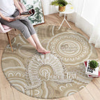 50 Years Deadly NAIDOC Week 2026 Personalised Round Carpet Dhari Beige Indigenous Art