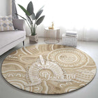 50 Years Deadly NAIDOC Week 2026 Personalised Round Carpet Dhari Beige Indigenous Art