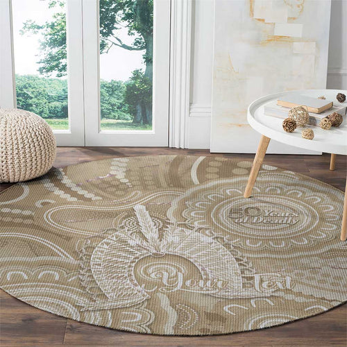 50 Years Deadly NAIDOC Week 2026 Personalised Round Carpet Dhari Beige Indigenous Art