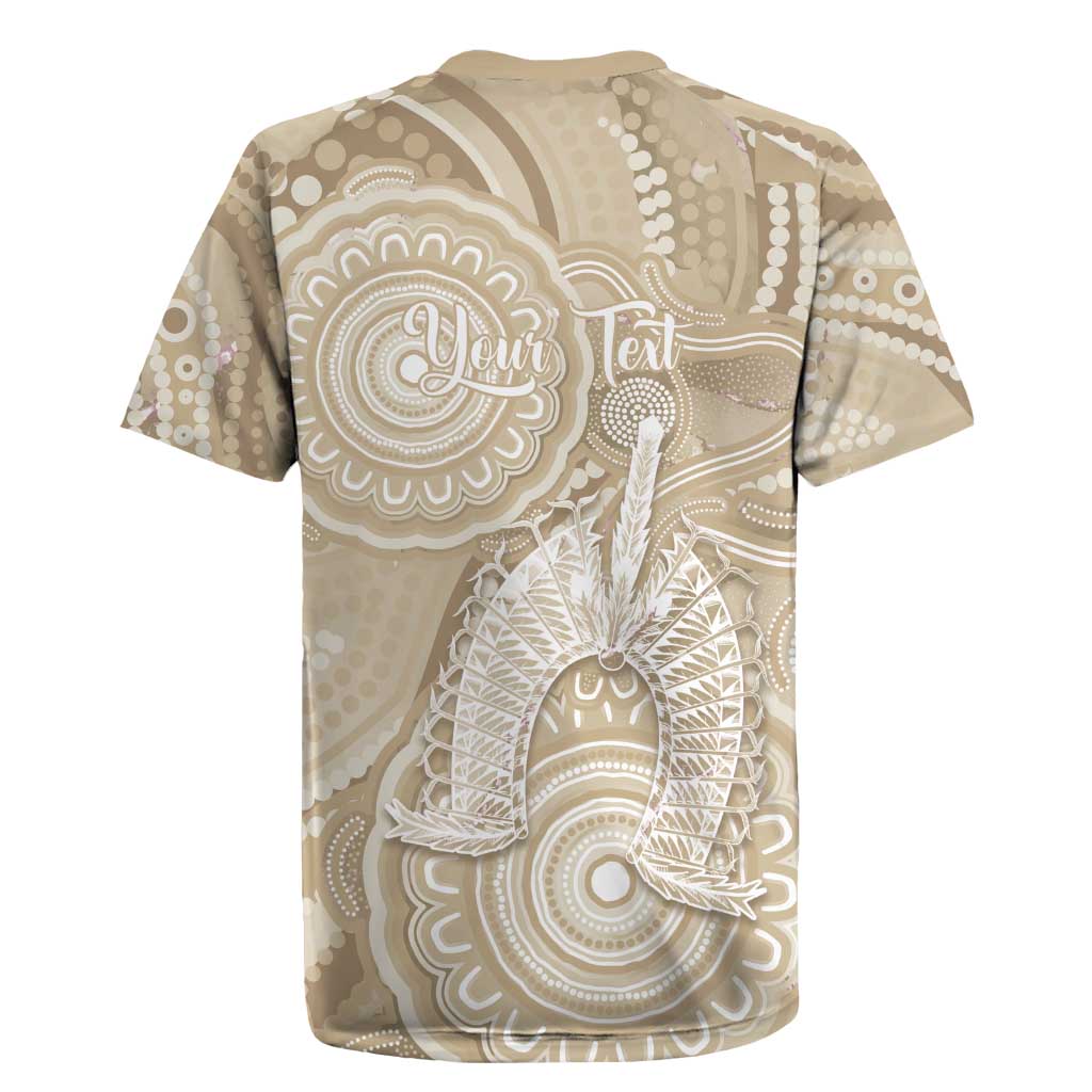 50 Years Deadly NAIDOC Week 2026 Personalised Rugby Jersey Dhari Beige Indigenous Art