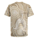 50 Years Deadly NAIDOC Week 2026 Personalised Rugby Jersey Dhari Beige Indigenous Art