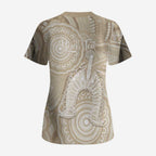 50 Years Deadly NAIDOC Week 2026 Personalised Scrub Top Dhari Beige Indigenous Art