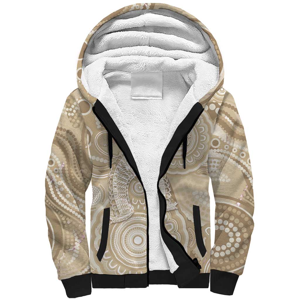 50 Years Deadly NAIDOC Week 2026 Personalised Sherpa Hoodie Dhari Beige Indigenous Art