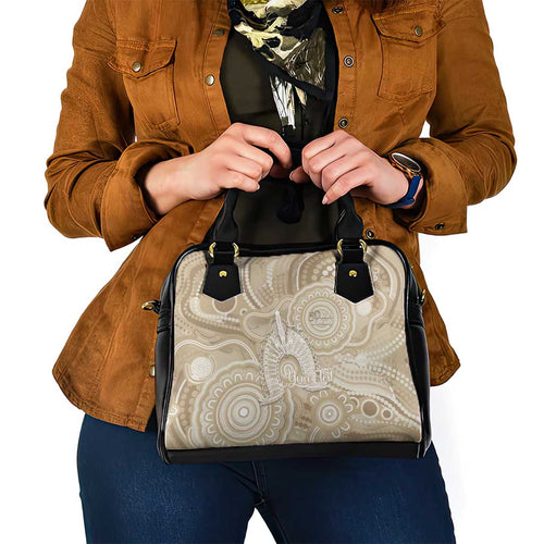 50 Years Deadly NAIDOC Week 2026 Personalised Shoulder Handbag Dhari Beige Indigenous Art