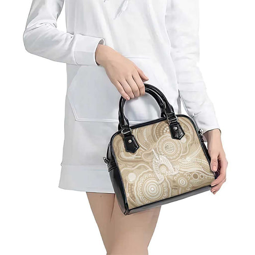 50 Years Deadly NAIDOC Week 2026 Personalised Shoulder Handbag Dhari Beige Indigenous Art