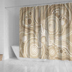 50 Years Deadly NAIDOC Week 2026 Personalised Shower Curtain Dhari Beige Indigenous Art