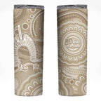 50 Years Deadly NAIDOC Week 2026 Personalised Skinny Tumbler Dhari Beige Indigenous Art