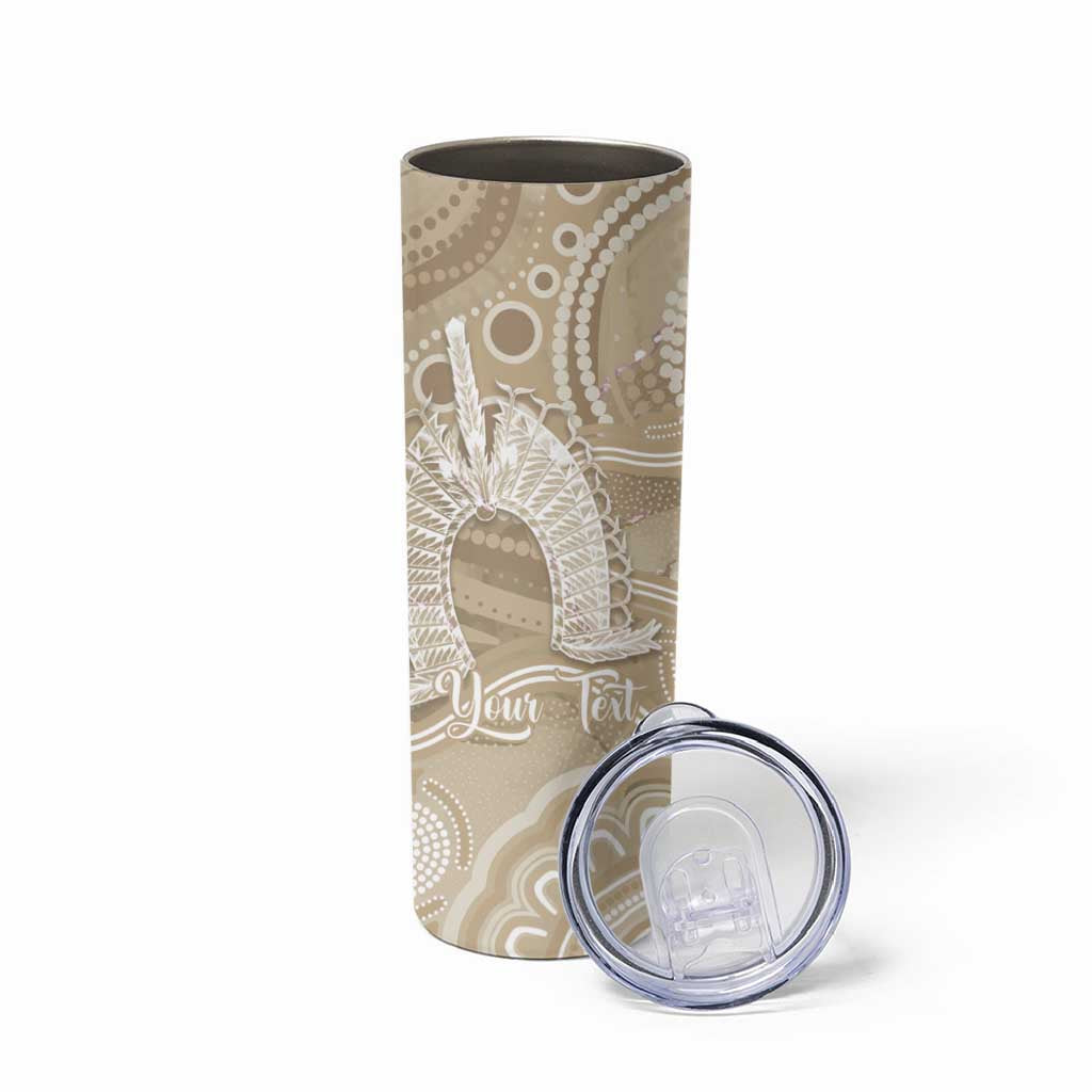 50 Years Deadly NAIDOC Week 2026 Personalised Skinny Tumbler Dhari Beige Indigenous Art