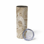50 Years Deadly NAIDOC Week 2026 Personalised Skinny Tumbler Dhari Beige Indigenous Art