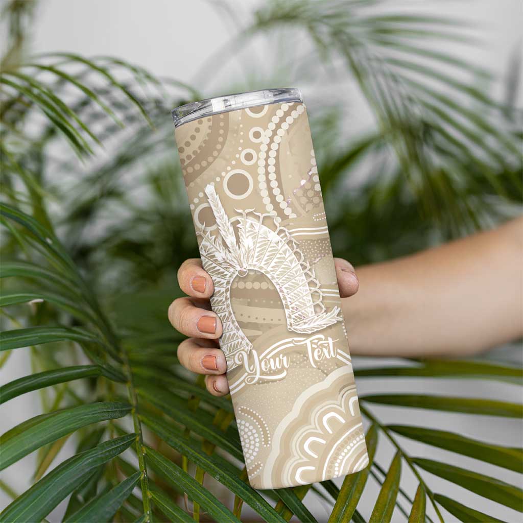 50 Years Deadly NAIDOC Week 2026 Personalised Skinny Tumbler Dhari Beige Indigenous Art