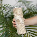 50 Years Deadly NAIDOC Week 2026 Personalised Skinny Tumbler Dhari Beige Indigenous Art