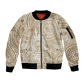 50 Years Deadly NAIDOC Week 2026 Personalised Sleeve Zip Bomber Jacket Dhari Beige Indigenous Art