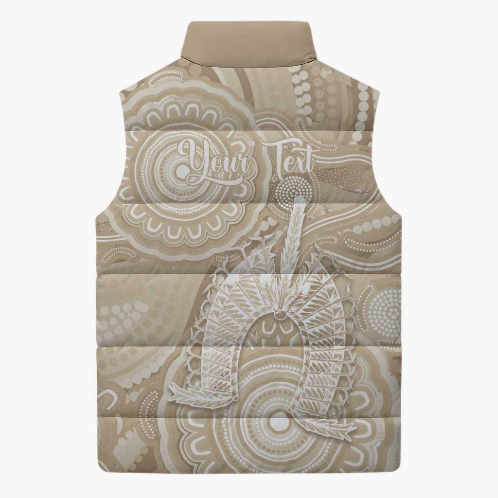 50 Years Deadly NAIDOC Week 2026 Personalised Sleeveless Puffer Jacket Dhari Beige Indigenous Art