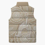 50 Years Deadly NAIDOC Week 2026 Personalised Sleeveless Puffer Jacket Dhari Beige Indigenous Art