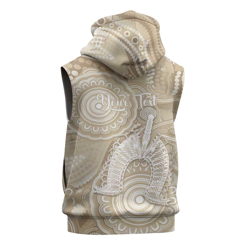 50 Years Deadly NAIDOC Week 2026 Personalised Sleeveless Zip Hoodie Dhari Beige Indigenous Art