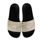 50 Years Deadly NAIDOC Week 2026 Personalised Slide Sandals Dhari Beige Indigenous Art