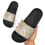 50 Years Deadly NAIDOC Week 2026 Personalised Slide Sandals Dhari Beige Indigenous Art