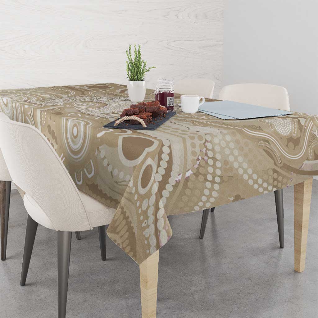 50 Years Deadly NAIDOC Week 2026 Personalised Tablecloth Dhari Beige Indigenous Art