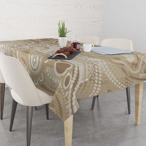 50 Years Deadly NAIDOC Week 2026 Personalised Tablecloth Dhari Beige Indigenous Art