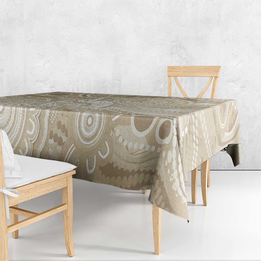 50 Years Deadly NAIDOC Week 2026 Personalised Tablecloth Dhari Beige Indigenous Art