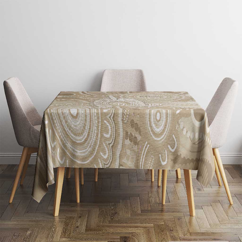 50 Years Deadly NAIDOC Week 2026 Personalised Tablecloth Dhari Beige Indigenous Art