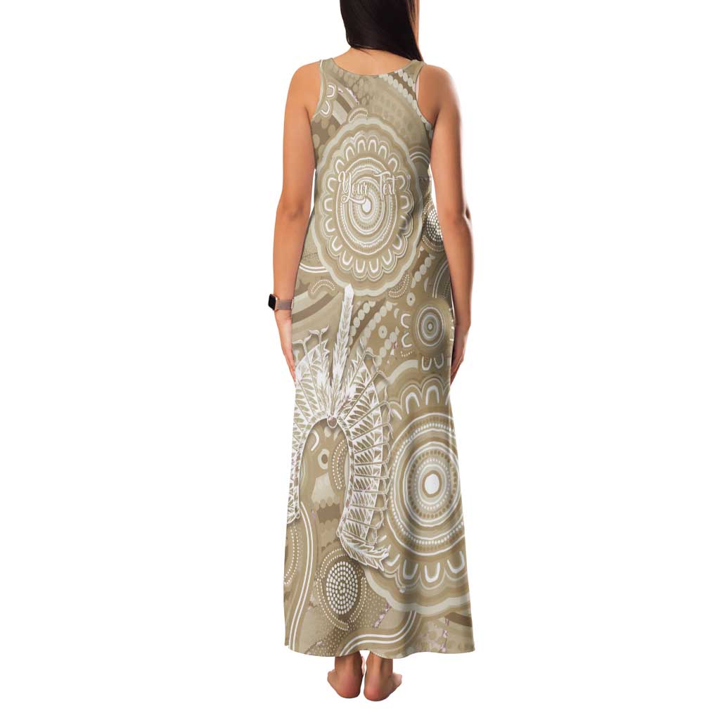 50 Years Deadly NAIDOC Week 2026 Personalised Tank Maxi Dress Dhari Beige Indigenous Art