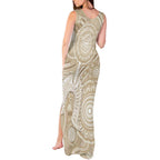 50 Years Deadly NAIDOC Week 2026 Personalised Tank Maxi Dress Dhari Beige Indigenous Art