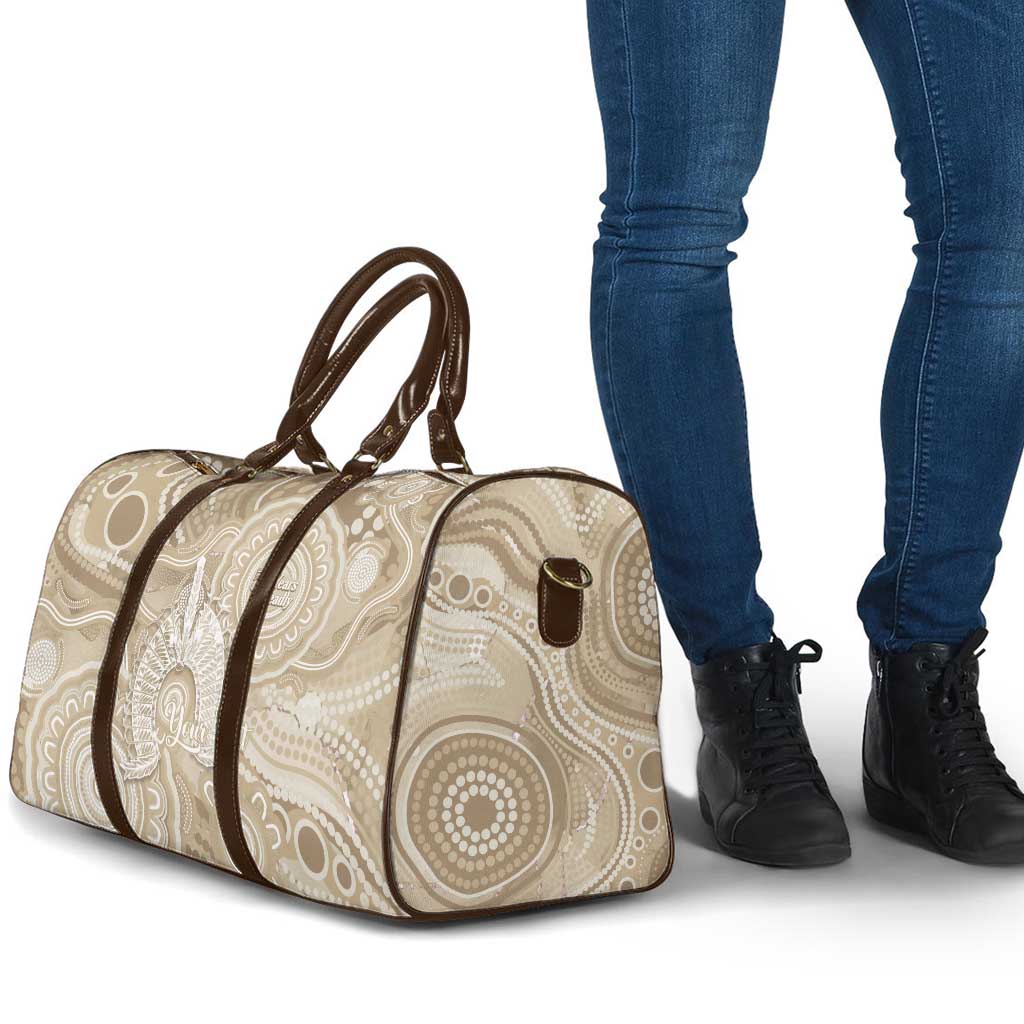 50 Years Deadly NAIDOC Week 2026 Personalised Travel Bag Dhari Beige Indigenous Art
