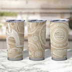 50 Years Deadly NAIDOC Week 2026 Personalised Tumbler Cup Dhari Beige Indigenous Art