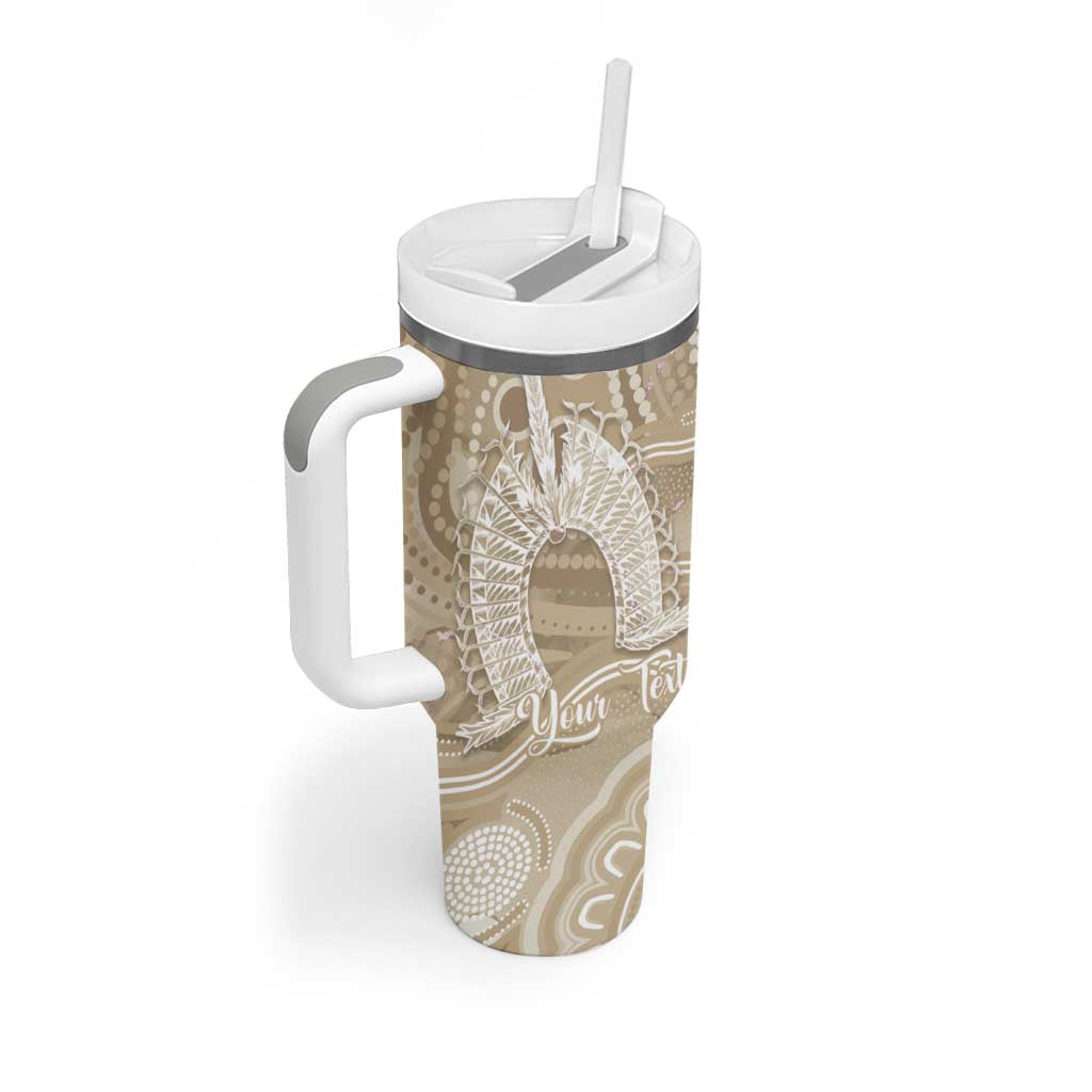 50 Years Deadly NAIDOC Week 2026 Personalised Tumbler With Handle Dhari Beige Indigenous Art