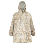 50 Years Deadly NAIDOC Week 2026 Personalised Wearable Blanket Hoodie Dhari Beige Indigenous Art